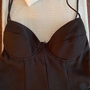 Junior black gown with bra top and slit in middle of front!